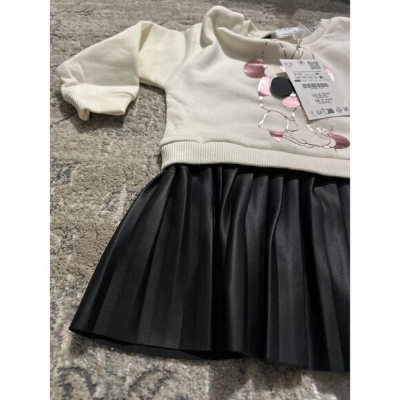 Zara FAUX LEATHER MINNIE‎ MOUSE DISNEY DRESS 9-12 Months - Picture 5 of 7